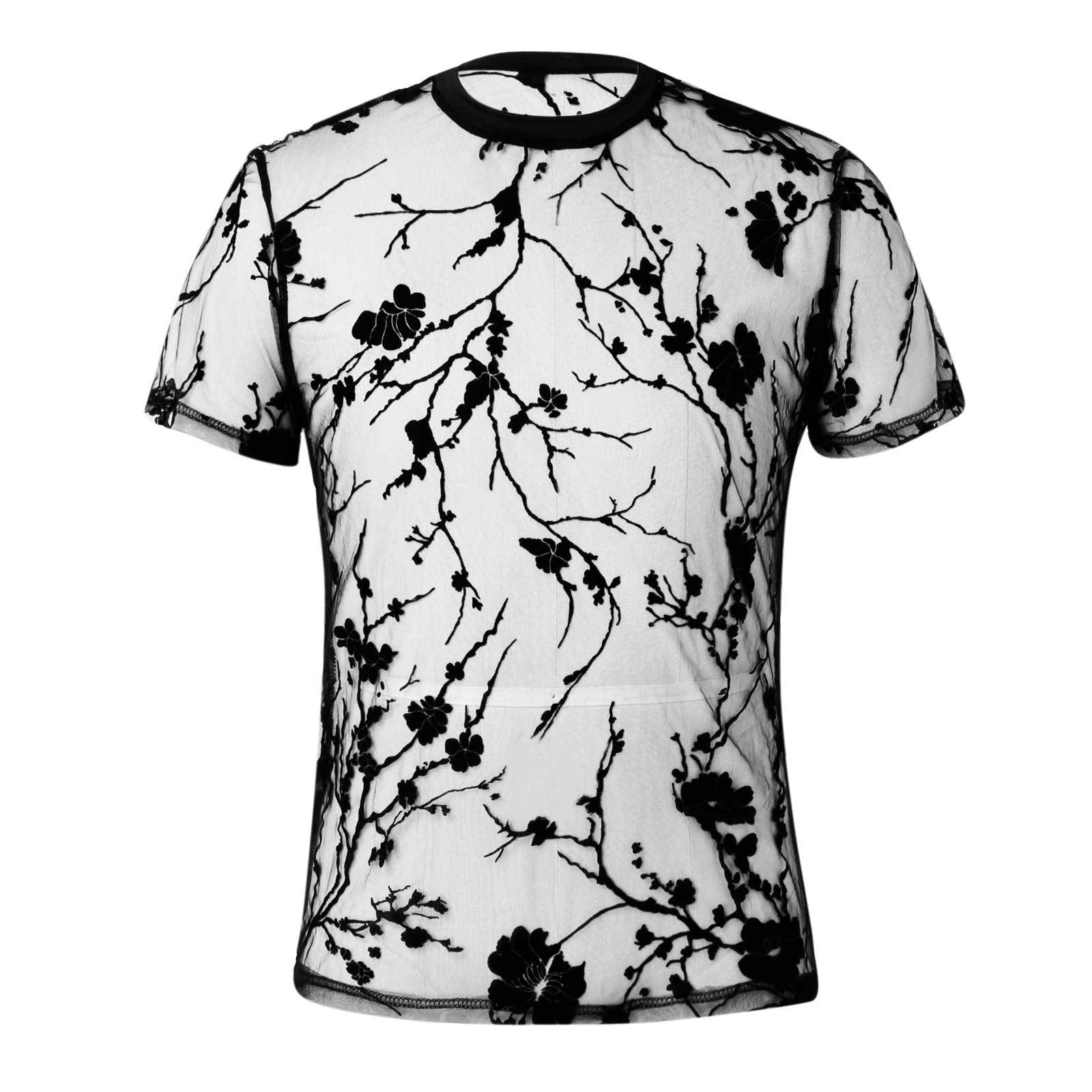 Herren Netz-T-Shirt mit floralem Design und elastischen Abschlüssen