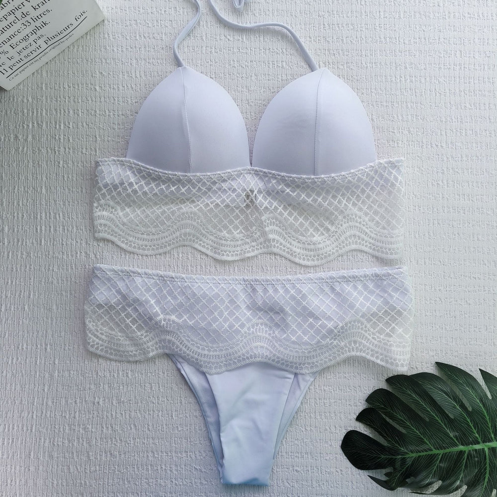 Damen Triangel-Bikini mit gehäkeltem Detail