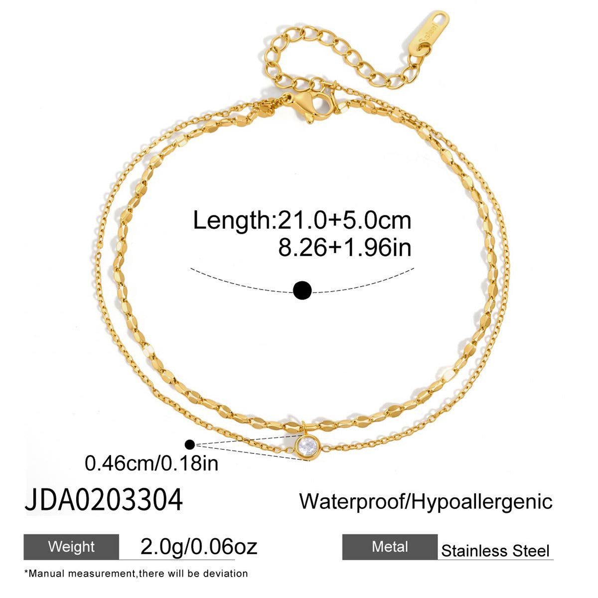 Damen Edelstahl Fusskettchen mit Zirkonia Shop Nory