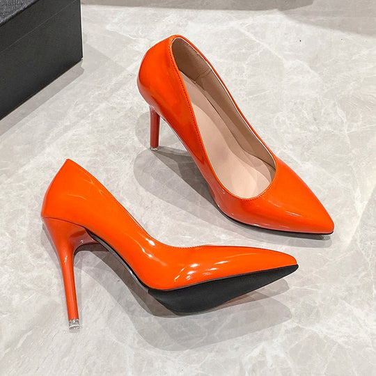 Damen Braut-Lackleder Pumps mit spitzer Zehenform und schlankem Stilettoabsatz Shop Nory