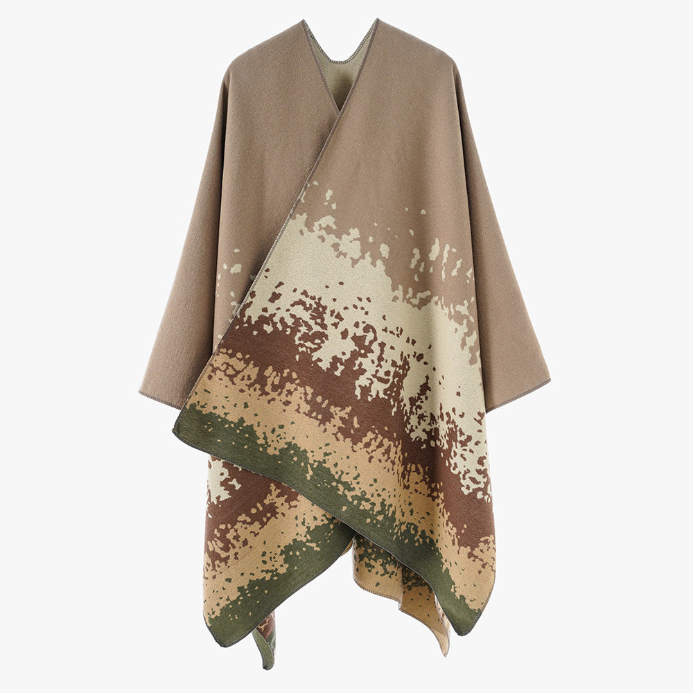 Damen Oversize Cape‑Stola im Doppelgewebe mit abstraktem Punktjacquard Shop Nory