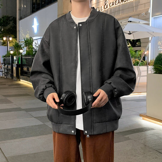 Herren Oversize-Bomberjacke aus Veloursimitat mit senkrechter Nahtstruktur Shop Nory