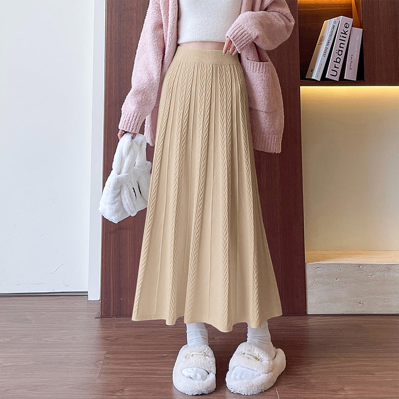 Damen Plissierter Maxirock mit schickem Zopfmuster Shop Nory