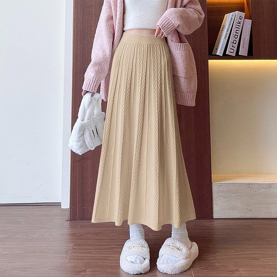 Damen Plissierter Maxirock mit schickem Zopfmuster Shop Nory