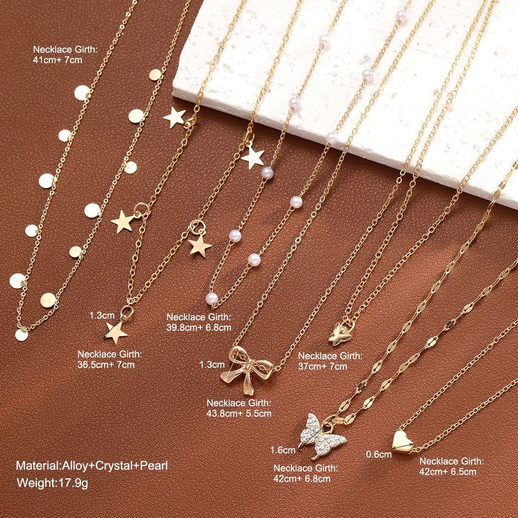 Damen Halskette Set mit funkelnden Anhängern und zarten Designs Shop Nory