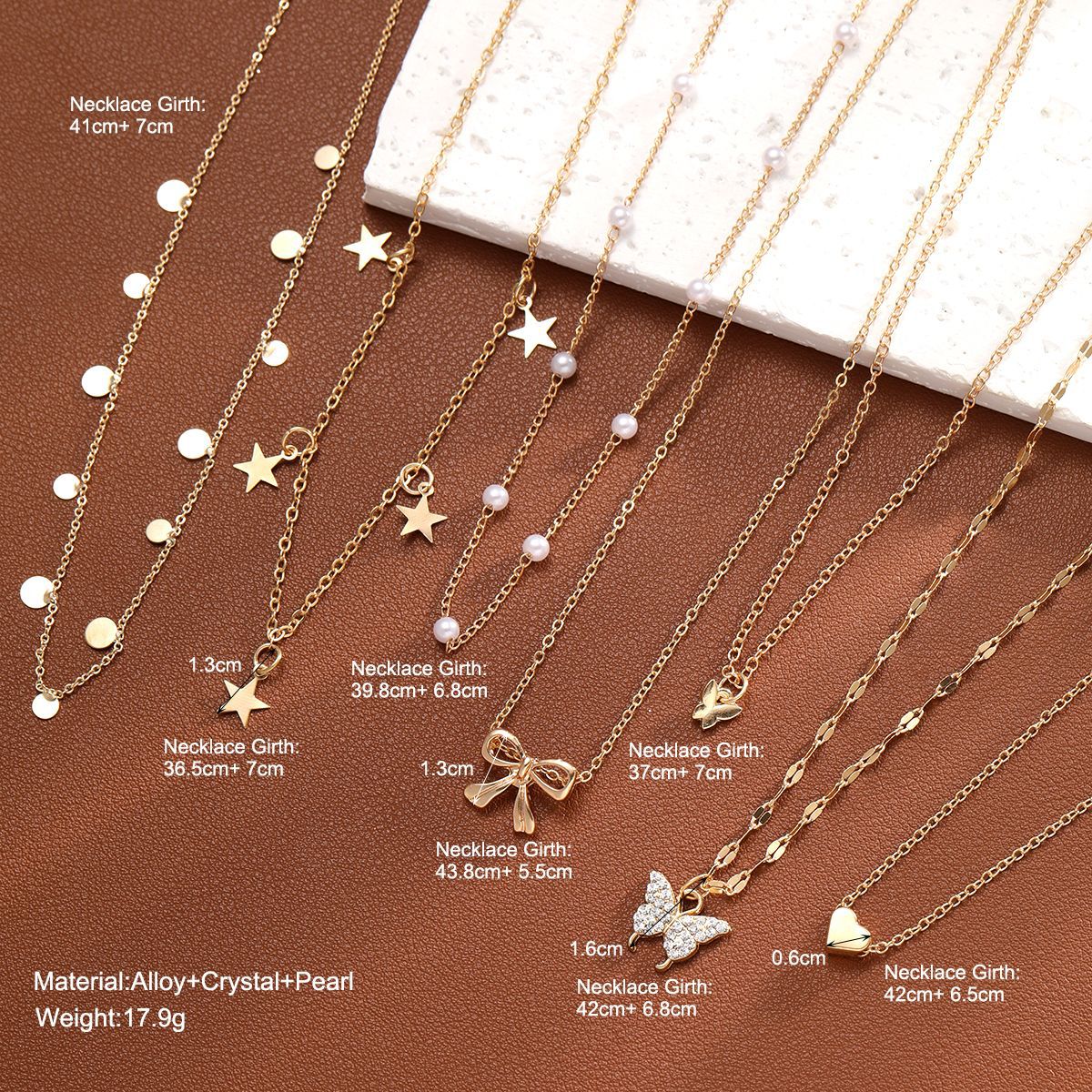 Damen Halskette Set mit funkelnden Anhängern und zarten Designs Shop Nory