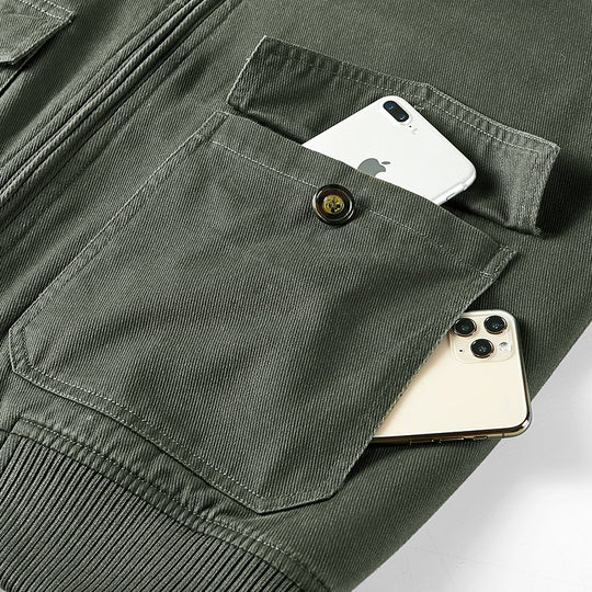 Herren Pilotenblouson mit Sherpa-Futter, Schulterklappen und Reißverschluss Shop Nory