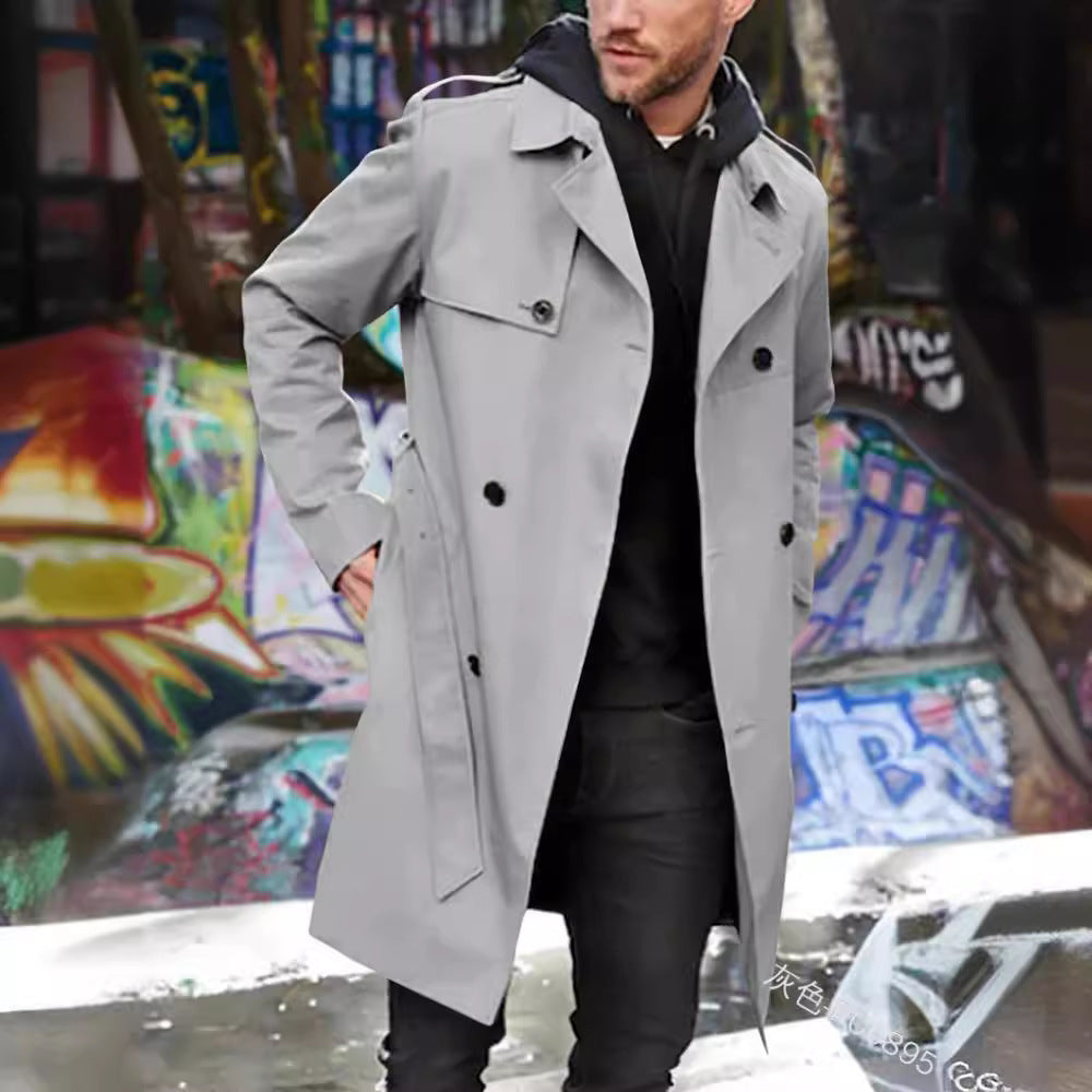 Herren nan urbaner Regenmantel im Trench-Stil mit doppellagiger Sturmklappe und verstellbaren Manschetten Shop Nory