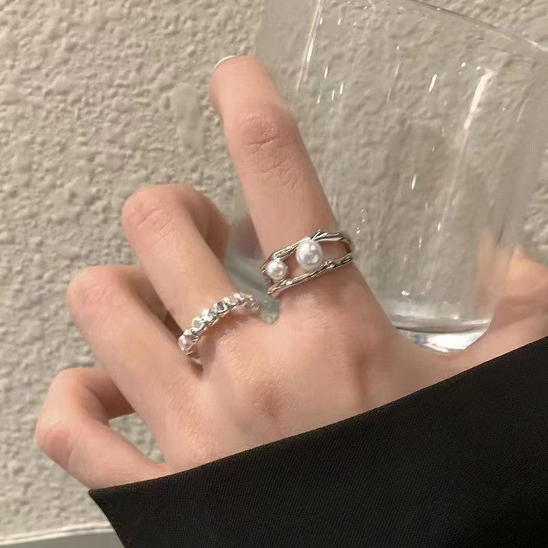 Damen Ring-Set mit eleganten Perlen und funkelnden Akzenten Shop Nory