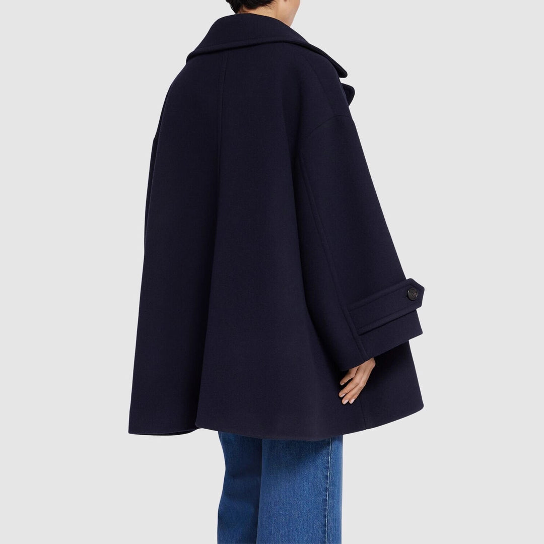Damen Oversize-Cape-Mantel mit Doppelreiher und weitem Revers Shop Nory