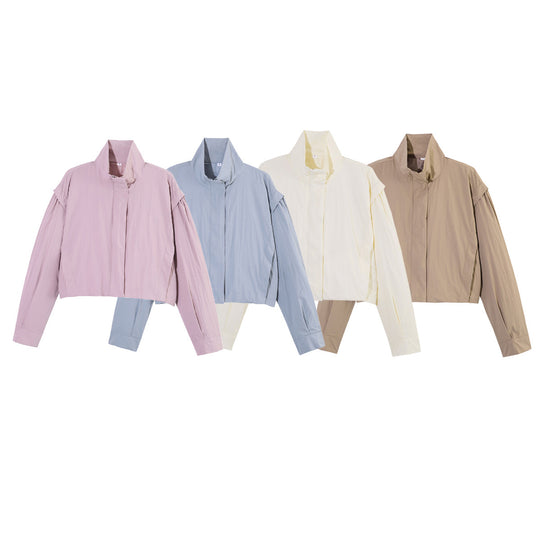 Damen Kurzjacke im Blousonstil mit Stehkragen und gerafften Raglanärmeln Shop Nory