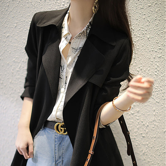 Damen Edles Trenchcoat mit Taillengürtel und praktischen Taschen Shop Nory