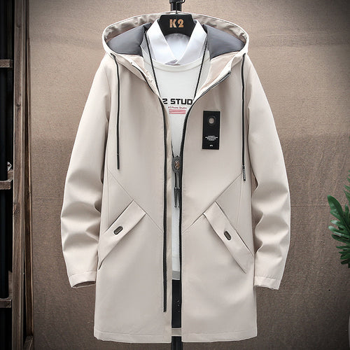 Herren urbaner Midlength Tech-Parka mit Kapuze, verdecktem Reißverschluss und winddichter Beschichtung Shop Nory