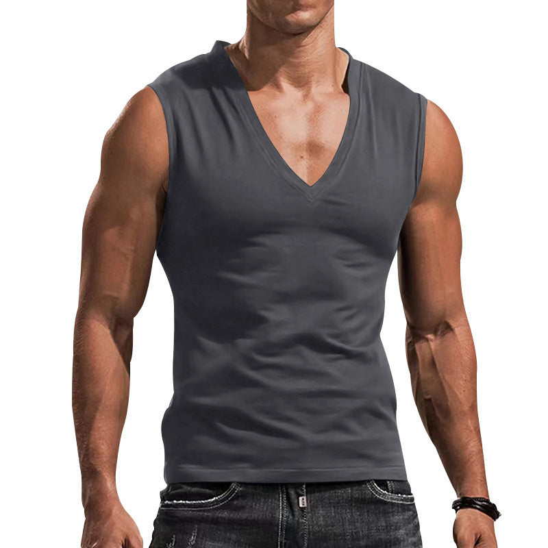 Herren Ärmelloses Fitness-T-Shirt mit V-Ausschnitt aus atmungsaktivem Material