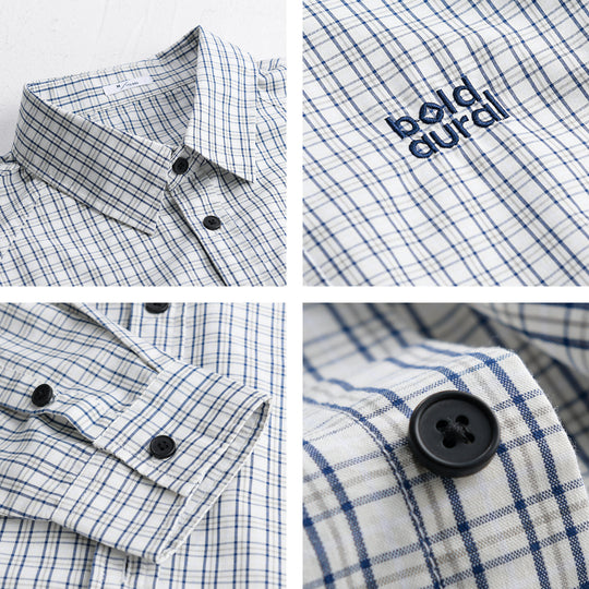 Herren Baumwoll-Overshirt mit feinem Gitterkaro und Kentkragen Shop Nory