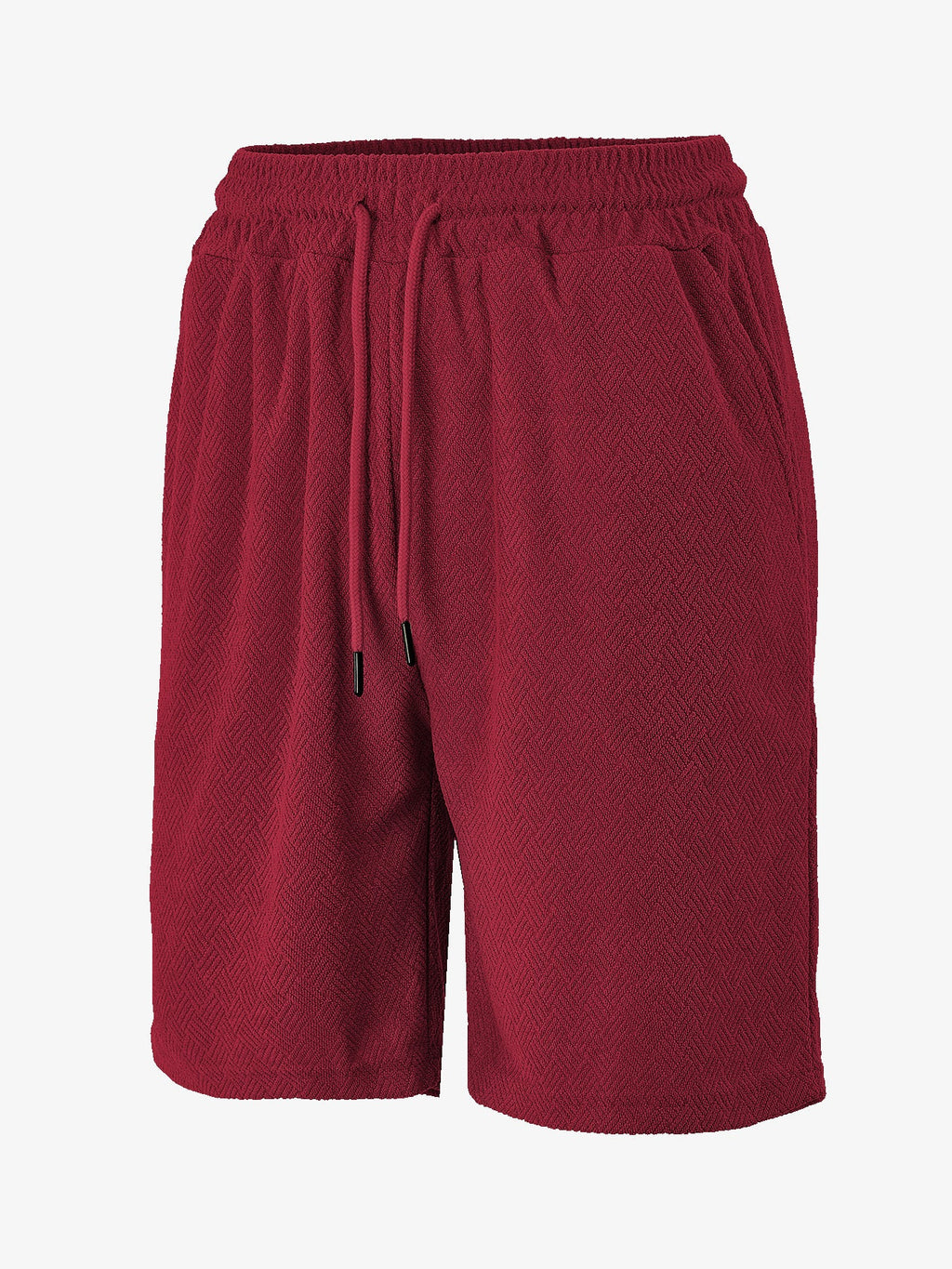 Herren nan Frottee-Shorts mit Fischgrätstruktur, elastischem Kordelbund und Seitentaschen Shopnory