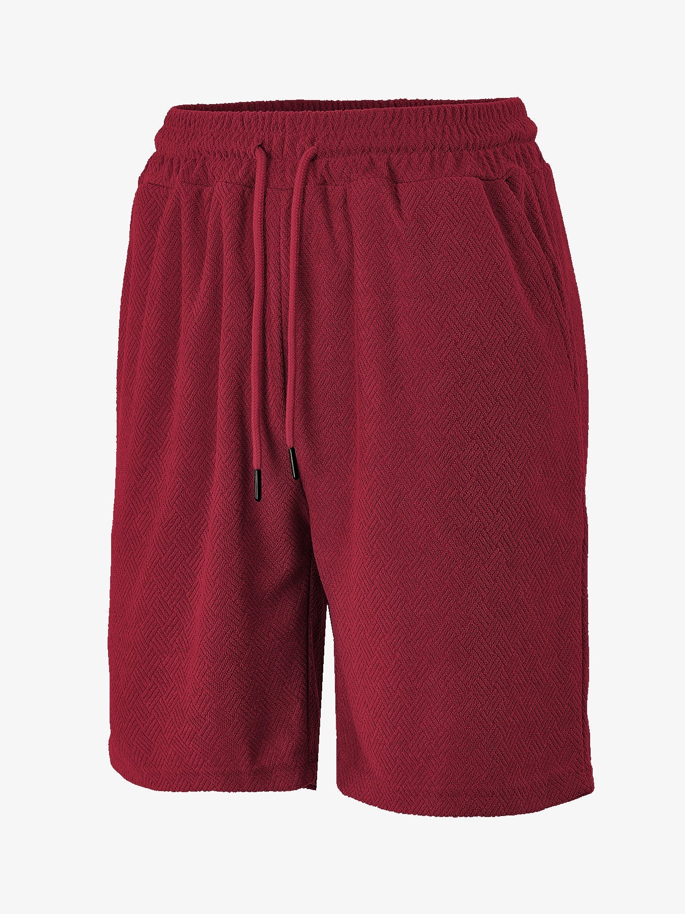 Herren nan Frottee-Shorts mit Fischgrätstruktur, elastischem Kordelbund und Seitentaschen Shopnory