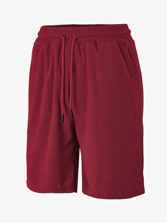 Herren nan Frottee-Shorts mit Fischgrätstruktur, elastischem Kordelbund und Seitentaschen Shopnory