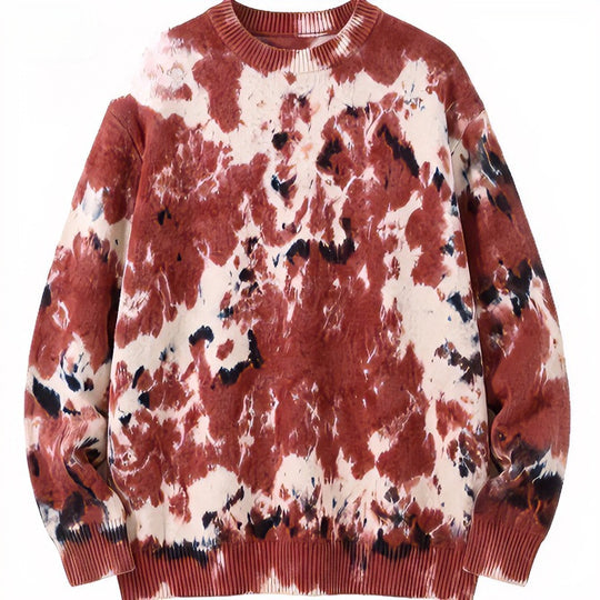 Herren Oversized Batik-Pullover mit Rundhalsausschnitt und Rippbündchen Shop Nory