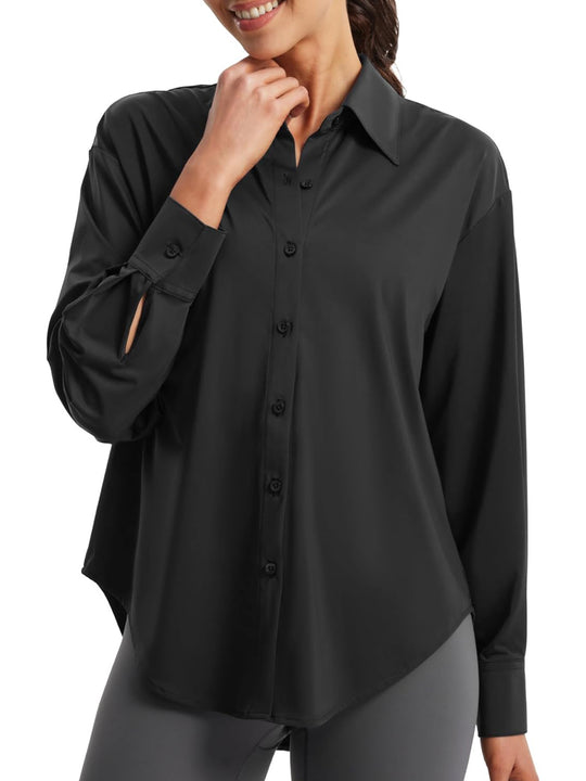 Damen Oversize-Bluse aus Stretch-Mikrofaser mit Hemdblusenkragen Shop Nory
