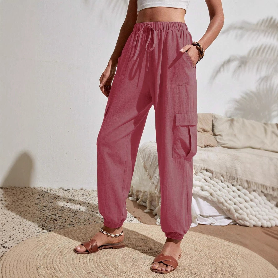 Damen Cargo-Jogginghose mit elastischem Bund, Kordelzug und aufgesetzten Taschen Shop Nory