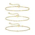 Damen zartes Fußkettchen-Set mit feinen Glieder- und funkelnden Zirkonia-Details Shop Nory