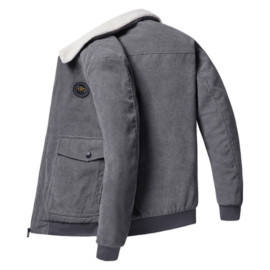 Herren Kord-Bomberjacke mit Teddykragen, Rippbündchen und Multifunktions-Taschen Shop Nory