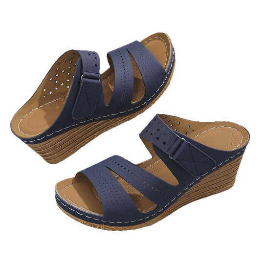 Damen Wedge-Pantoletten mit atmungsaktivem Obermaterial und verstellbarem Riemen