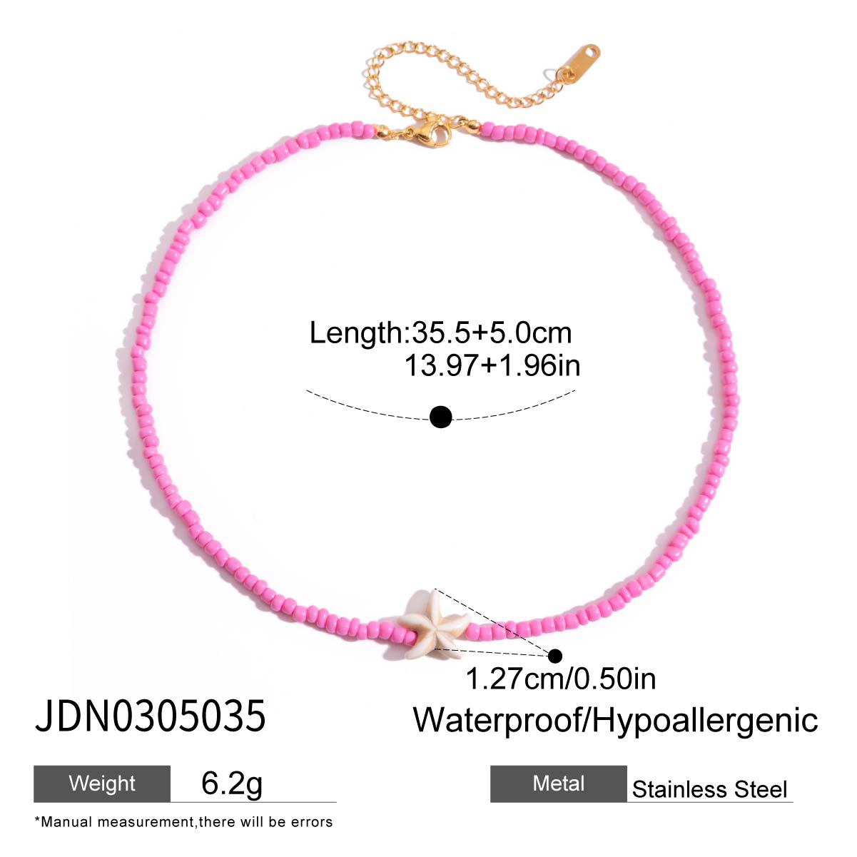 Damen Kette mit buntem Perlenmuster und Seestern-Anhänger Shop Nory