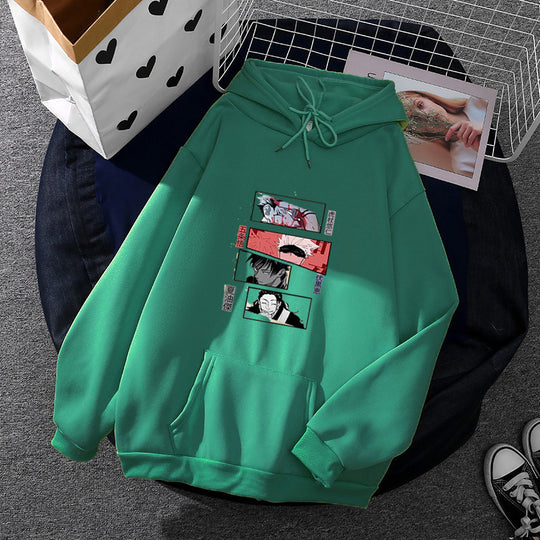 Damen nan Oversize Kapuzenpullover mit Manga-Frontprint und Kängurutasche Shop Nory