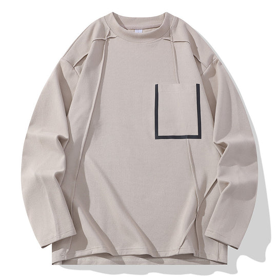 Herren Oversize-Langarmshirt aus strukturierter Baumwollmischung mit Brusttaschen-Detail Shop Nory