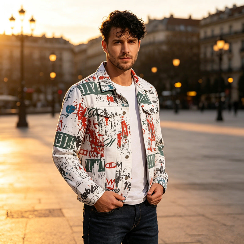 Herren Modische Jacke mit grafischen Prints Shop Nory