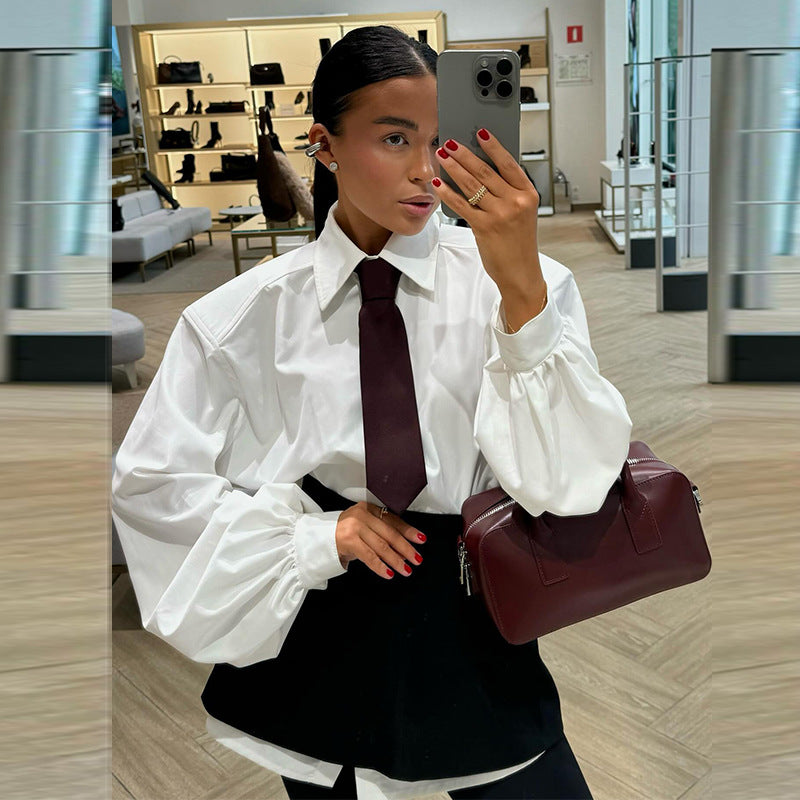 Damen Oversized Bluse mit voluminösen Ärmeln Shopnory