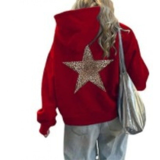 Damen Kapuzenpullover mit glitzerndem Sternmotiv