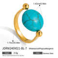 Damen Offener Ring mit funkelndem Türkis-Edelstein und eleganter Edelstahlverarbeitung Shop Nory