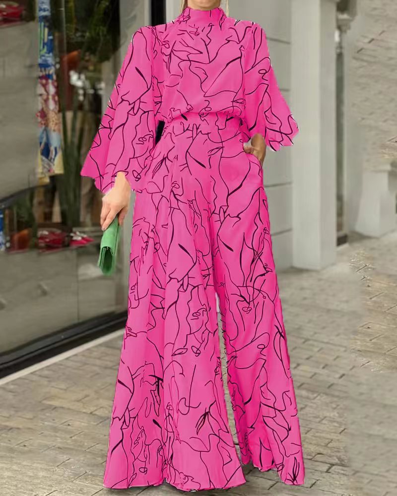 Damen Eleganter Longline Jumpsuit mit Stehkragen, Ballonärmeln und Seitentaschen Shop Nory