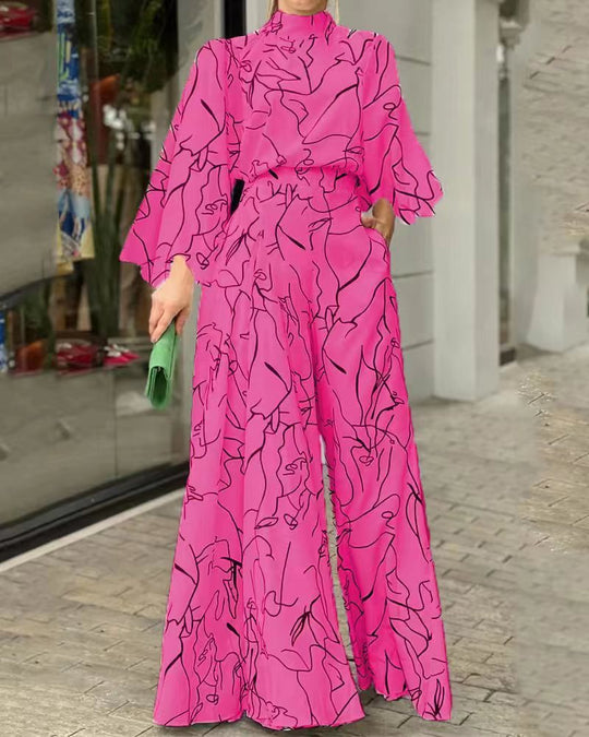 Damen Eleganter Longline Jumpsuit mit Stehkragen, Ballonärmeln und Seitentaschen Shop Nory
