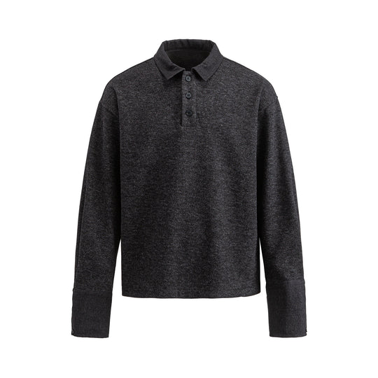 Unisex Boxy‑Polo‑Sweatshirt mit Kontrastkragen und verlängerten Ärmelbündchen Shop Nory