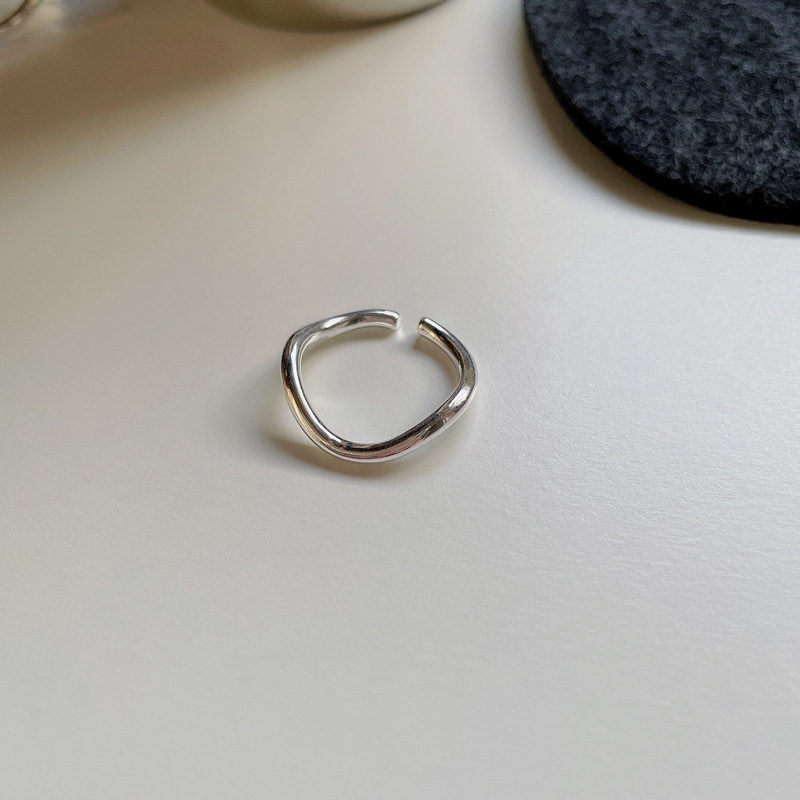 Damen Offener Edelstahlring mit elegantem Wellen-Design Shop Nory