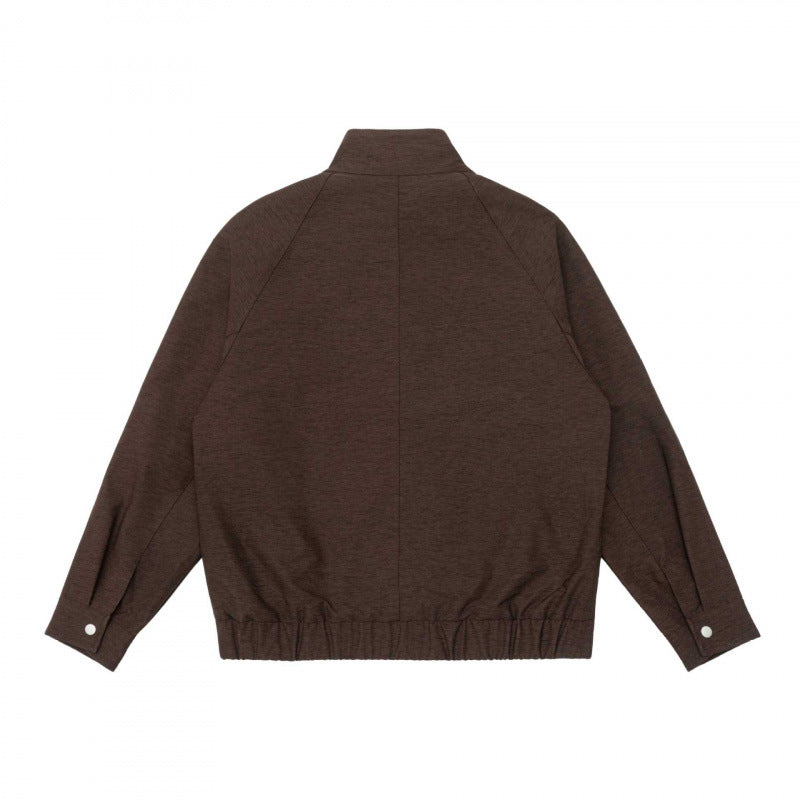 Herren Boxy-Zip-Blouson aus meliertem Strickstoff mit gestreifter Kragenfütterung und elastischem Saum Shop Nory