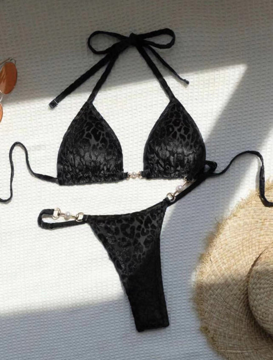Damen Triangel-Bikini mit dekorativen Akzenten und raffiniertem Schnitt