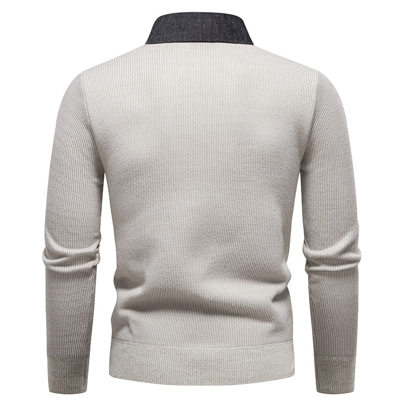 ShopNory | Herren Strickpullover mit Kontrastkragen