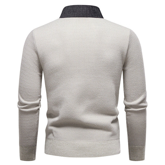 ShopNory | Herren Strickpullover mit Kontrastkragen