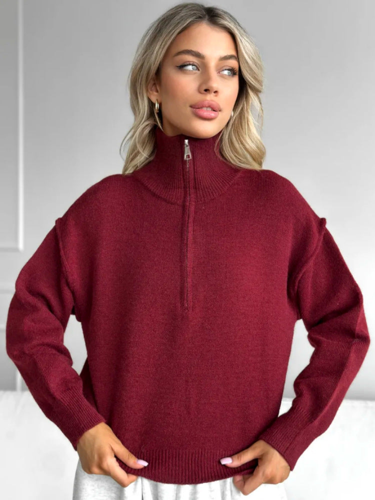 Damen Modischer Pullover mit praktischem Halbreißverschluss Shop Nory
