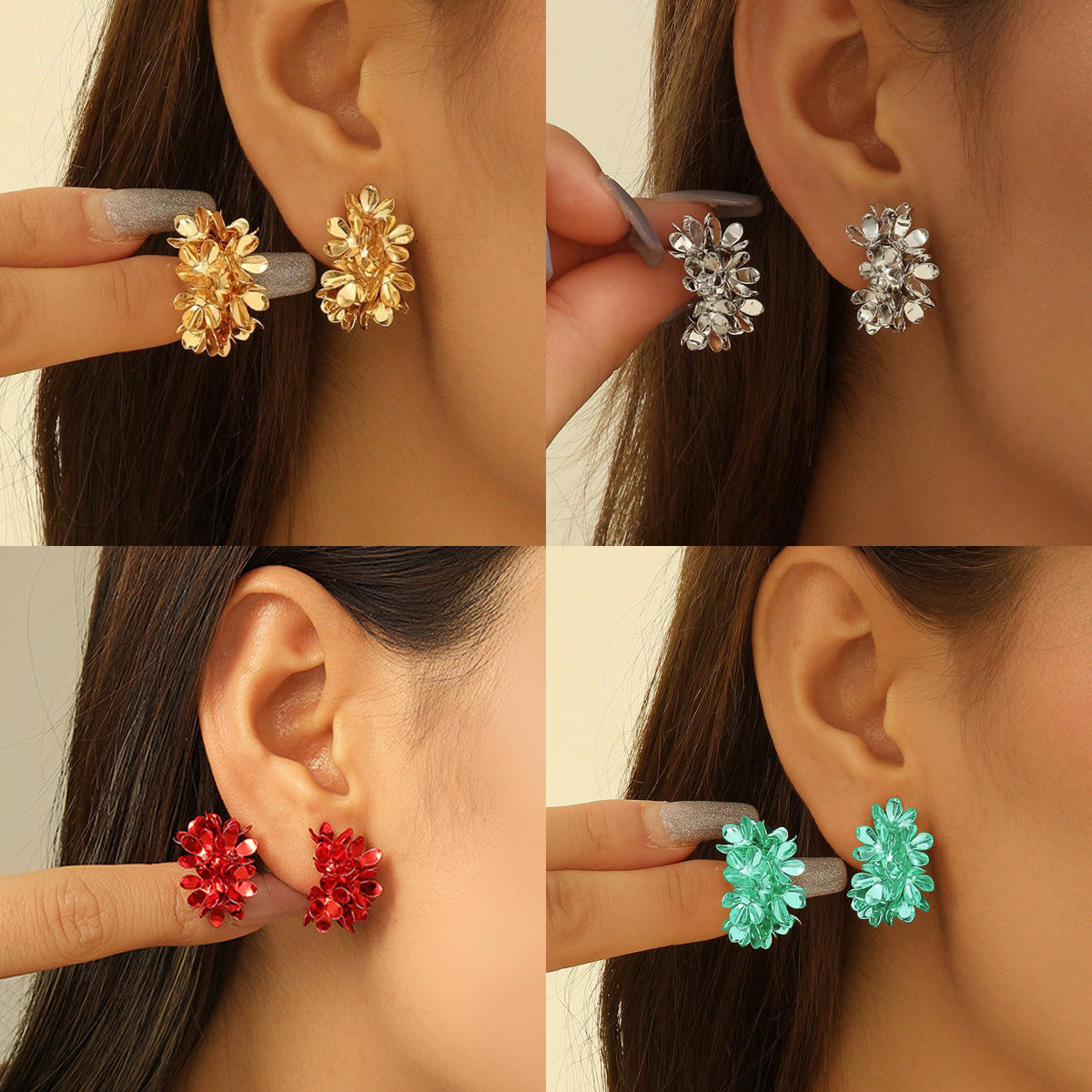 Damen Ohrstecker mit floralen, glitzernden Details Shop Nory