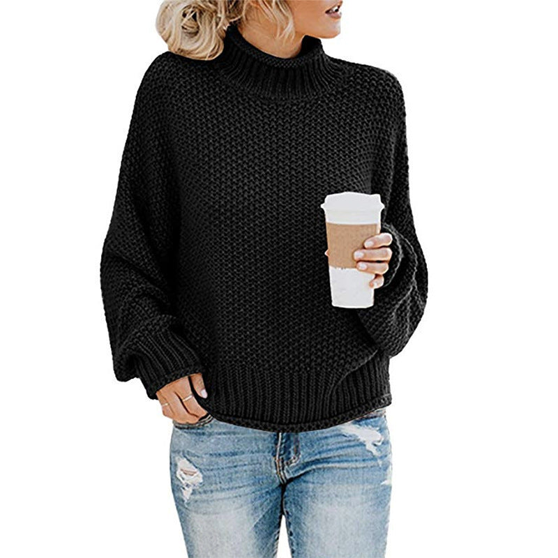 Damen Gemütlicher Pullover mit hohem Kragen und strukturierter Maschenoptik