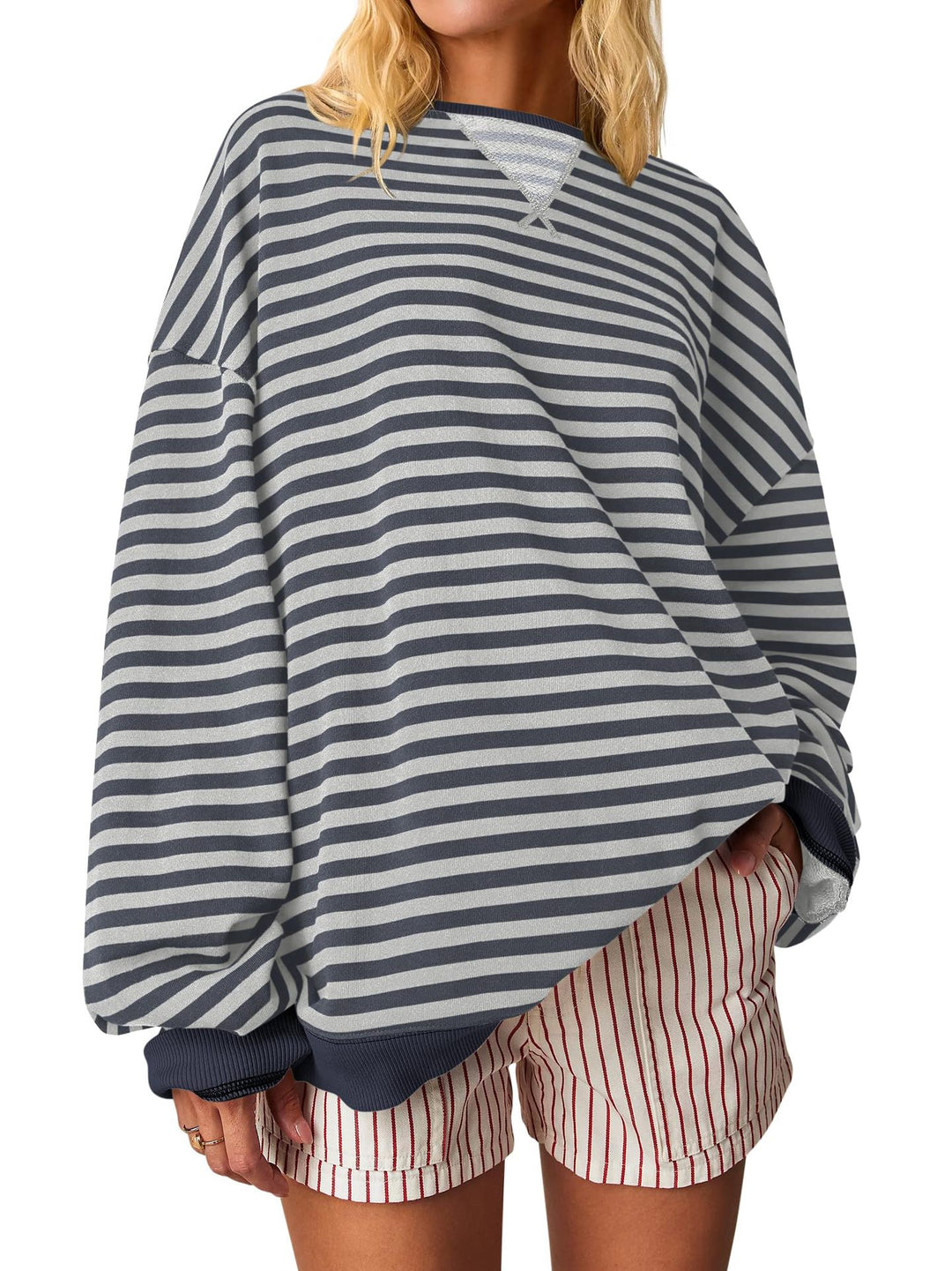 Damen Oversized gestreifter Sweatshirt