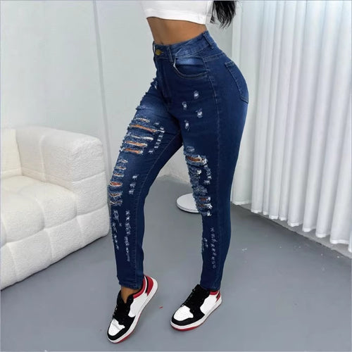 Damen Hochtaillierte Ripped-Skinny-Jeans mit taillenformendem Komfortbund Shop Nory