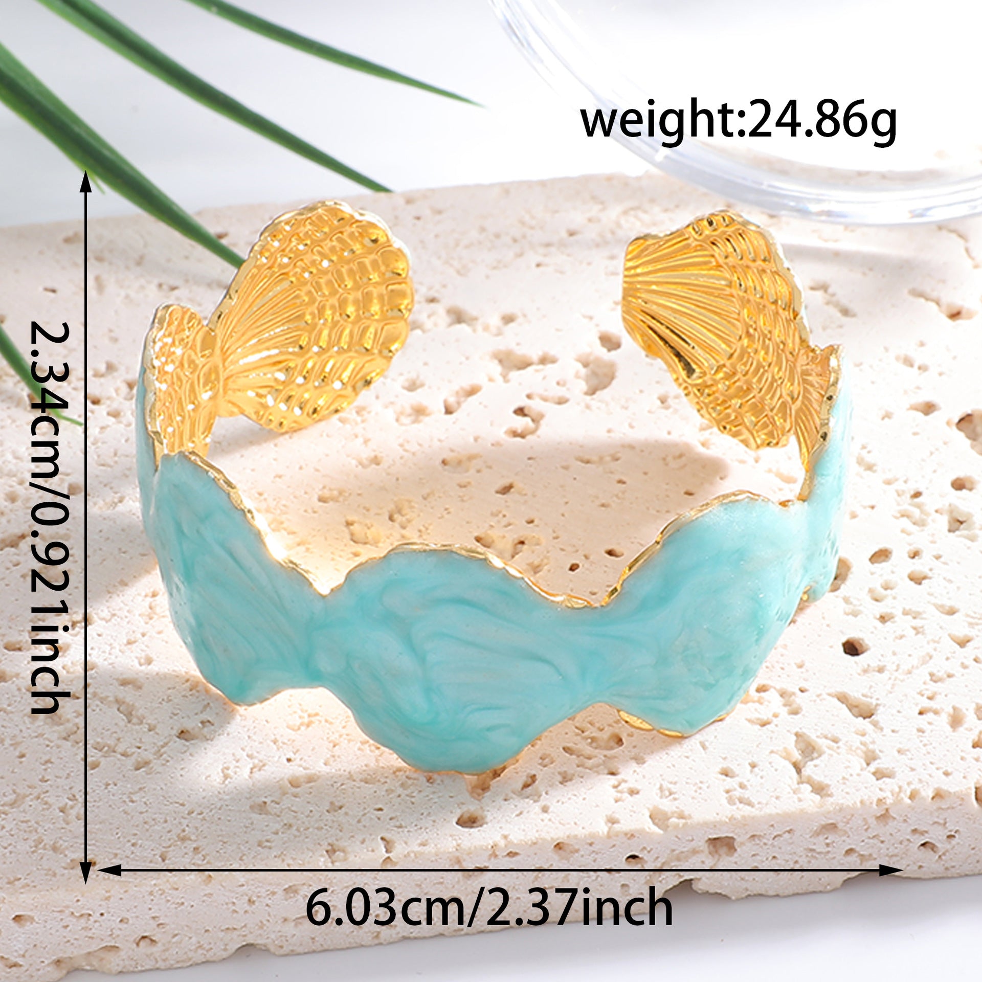 Damen Eleganter Muschel-Armband aus feinem Metall und Epoxidharz Shop Nory