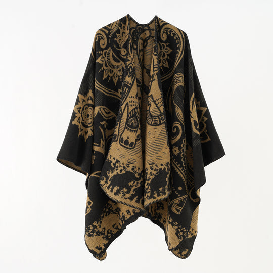 Damen Ornamentales Jacquard-Wickelcape mit weichem Fall Shop Nory